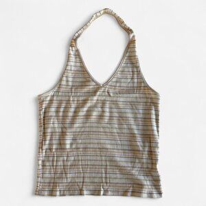 Summer striped ribbed halter top